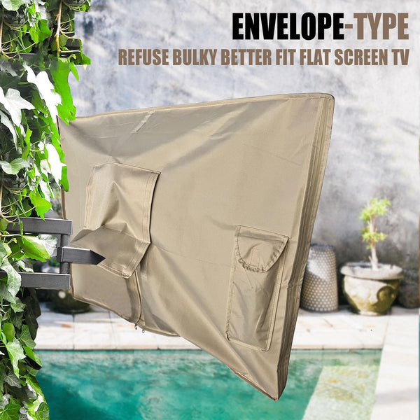 1 IC ICLOVER Outdoor TV Cover 43inch, 600D Heavy Duty Weatherproof TV  Enclosure, Waterproof Zipper Access with Bottom Seal for Out