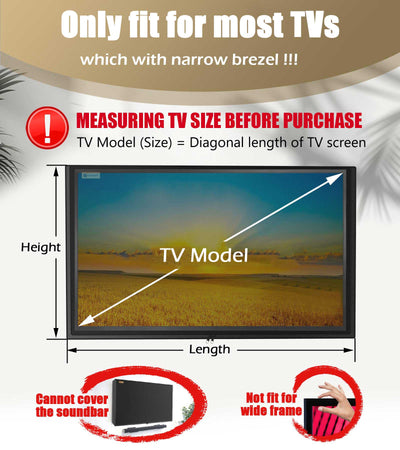 IC ICLOVER Outdoor TV Cover 32/40/43/50/55/65 inch, 600D Heavy Duty Waterproof TV Protector with 3 Sides Full Zipper, Weatherproof Outside Television Covers Enclosure for Flat Screen TVs