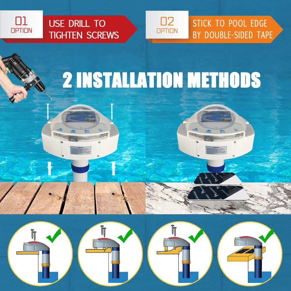 IC ICLOVER Pool Alarm with Remote Receiver, Underwater Immersion Drown Monitor System, Poolside Alarms for Inground Pools, Secure with Screws, Kids Toddler Pets Swimming Pool Safety Guard Protection