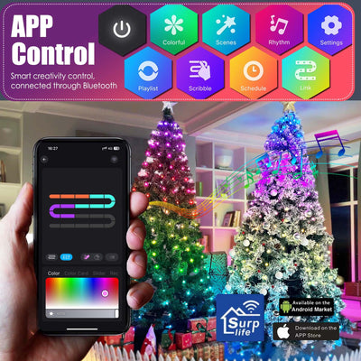 Smart Christmas Tree Lights, 6.5FT×8 Drop Line,22 Modes Multi Color Changing LED Lights with APP Control & Remote Control Timer, Indoor Outdoor Christmas Tree Fairy String Lights Xmas Party Decoration
