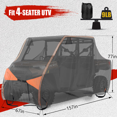 IC ICLOVER UTV Cover, 2-3 Seater or 4-6 Seater 600D Heavy Duty Waterproof Side By Side Cover, Outdoor Two Seater UTV Covers Compatible with Polaris RZR Ranger Can-Am Defender Kawasaki Honda Pioneer CFMOTO UFORCE