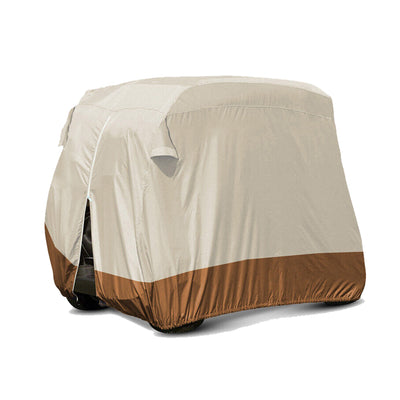 Golf Cart Cover | Waterproof Snowproof Golf Club Cover for 4 Passenger Seat Fit EZ GO | Club Car Precedent | Yamaha Drive Easy-On Golf Carts Cover with Rear Zipper Up to 112 Inch