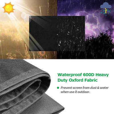 IC ICLOVER Outdoor TV Cover | 600D Heavy Duty | 4 Season Weatherproof Television Protector with Built-in Clear Front Film & Full Covered Bottom for LED, LCD, Plasma TV Screens (Black)