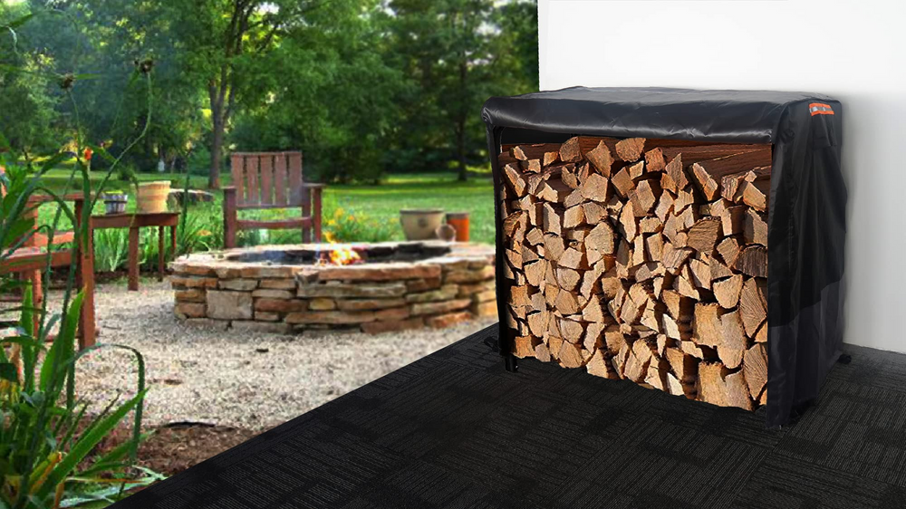 IC ICLOVER 4FT Firewood Log Rack Cover | 600D Heavy Duty Fabric | Outdoor Waterproof Fireplace Logs Holder Covering | Zippered & Hook Loop Tape | Air Vents | All Weather Protection