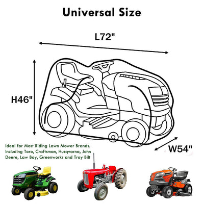 Riding Lawn Mower Cover | Heavy Duty  Outdoor Tractor Cover Waterproof UV Protection Lawn Mower Cover Fit Decks up to 54" with Drawstring & Storage Bag